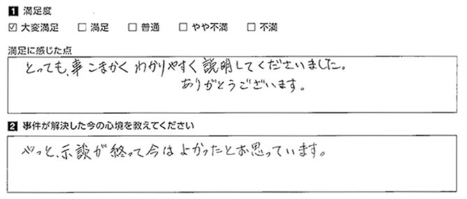 細かくご説明していただき安心できました。