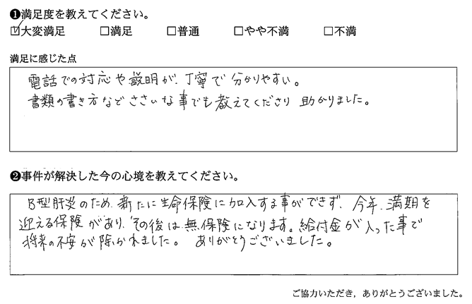 給付金が入った事で将来の不安が除かれました